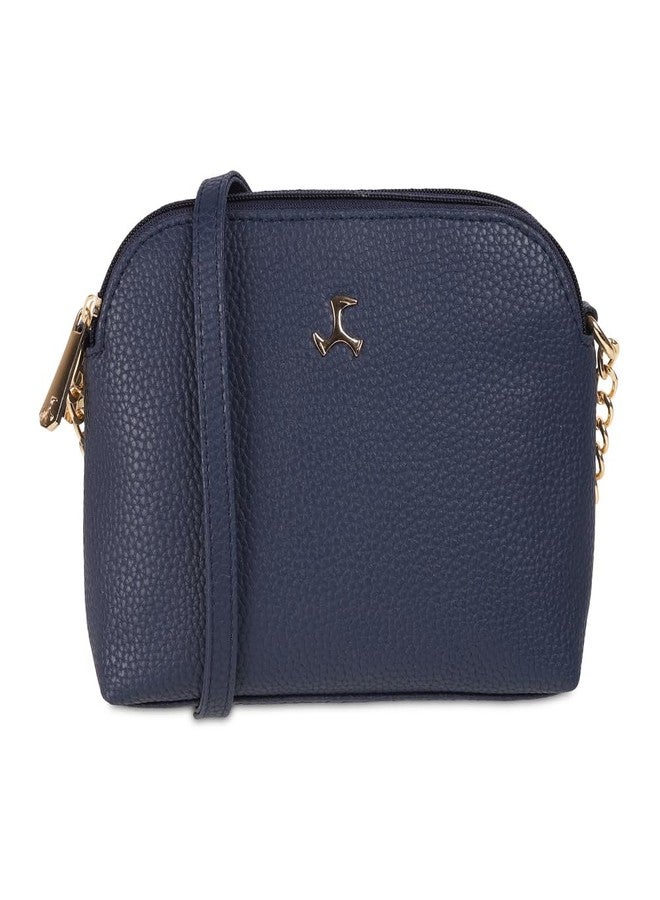 Mochi Women's Blue Stylish Faux Leather Sling Bag (66-537) - Image 1